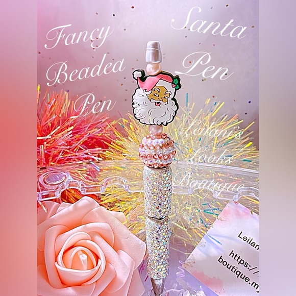 Fancy Pink Christmas fancy pens/Fancy Beaded Pens, Fancy pens, Acrylic beads, - Picture 1 of 6